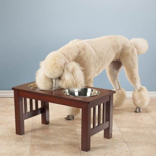 Pet Studio 3-Quart Wooden Mission Raised Pet Diner with Stainless Steel Bowls, Cherry