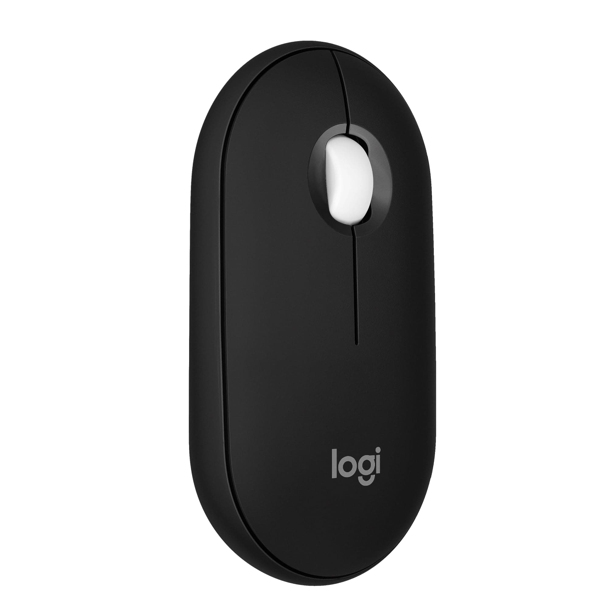 Pebble Mouse 2 M350s Slim Bluetooth Wireless Mouse, Portable, Lightweight, Customizable Button, Quiet Clicks, Easy-Switch for Windows, macOS, iPadOS, Android, Chrome OS - Black