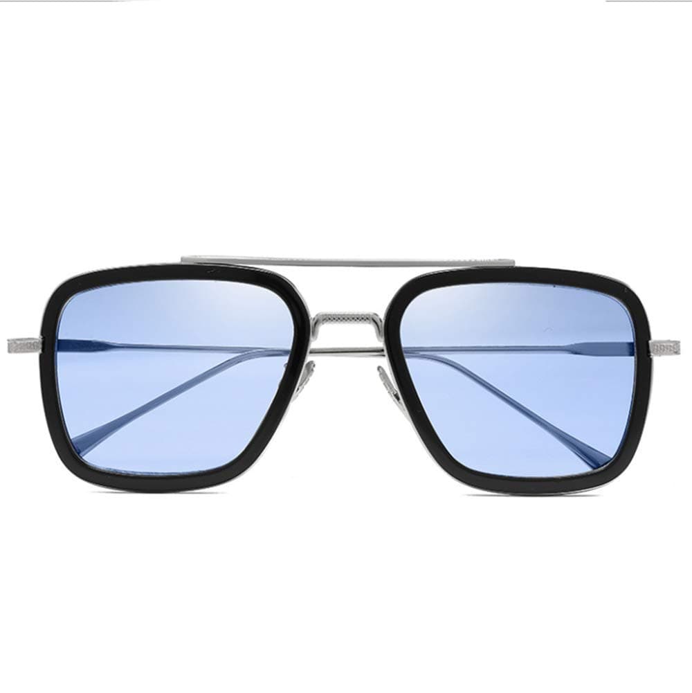 Sunglasses Square Metal Frame for Men Women Sunglasses Classic Downey Iron Man Tony Stark