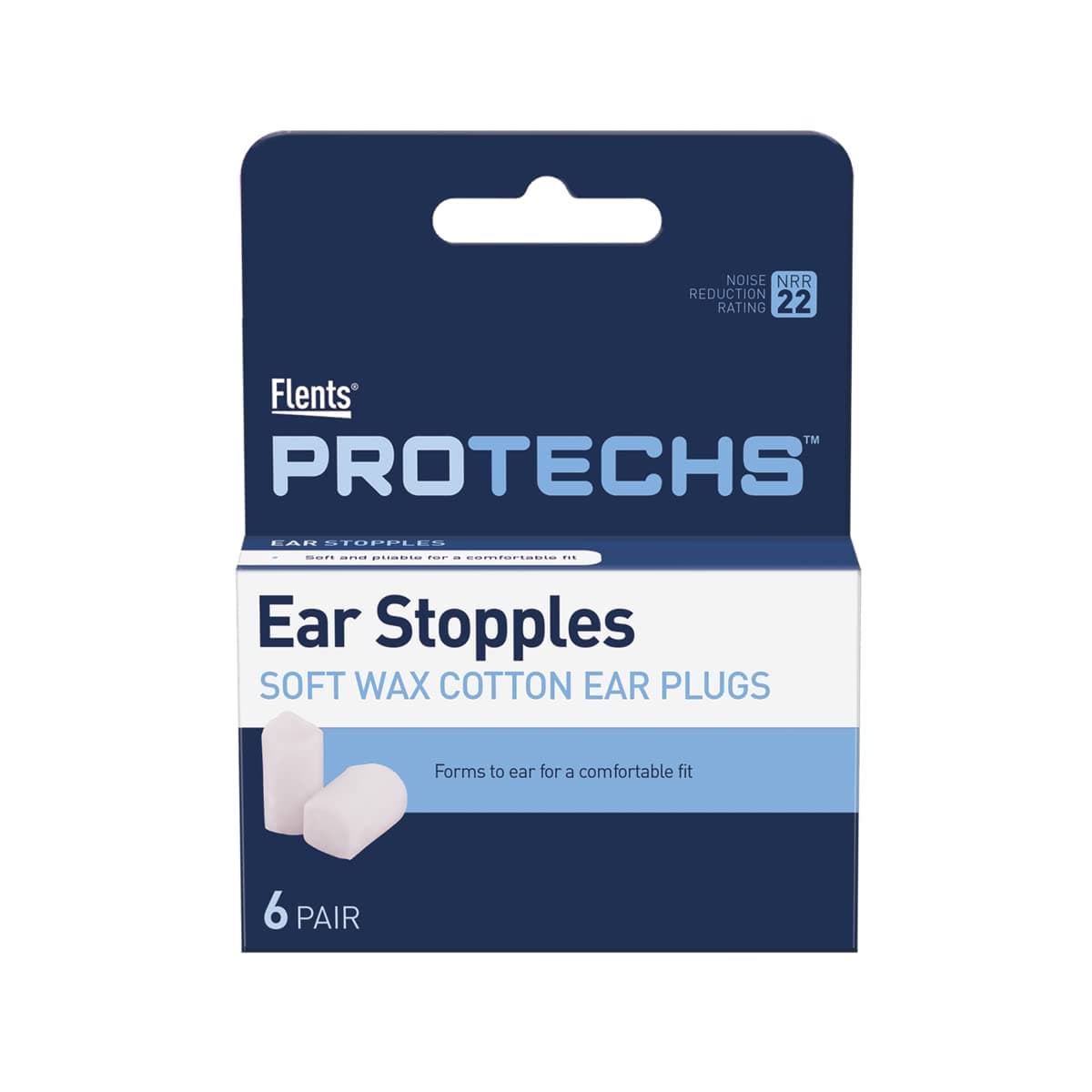 FlentsEar Stopples Soft Wax-Cotton Ear Plugs/Earplugs | 6 Pair (Pack of 2) | NRR 22,Multi-colored,F402-122