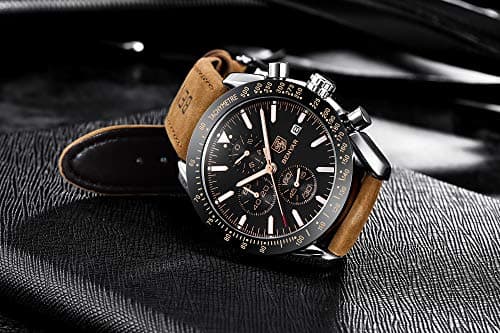 Benyar Men's Quartz Movement Watches for Men 3ATM Waterproof Men's Watches Multifunctional Chronograph with Calendar Luminous Analogue Dial Date Display Business Casual