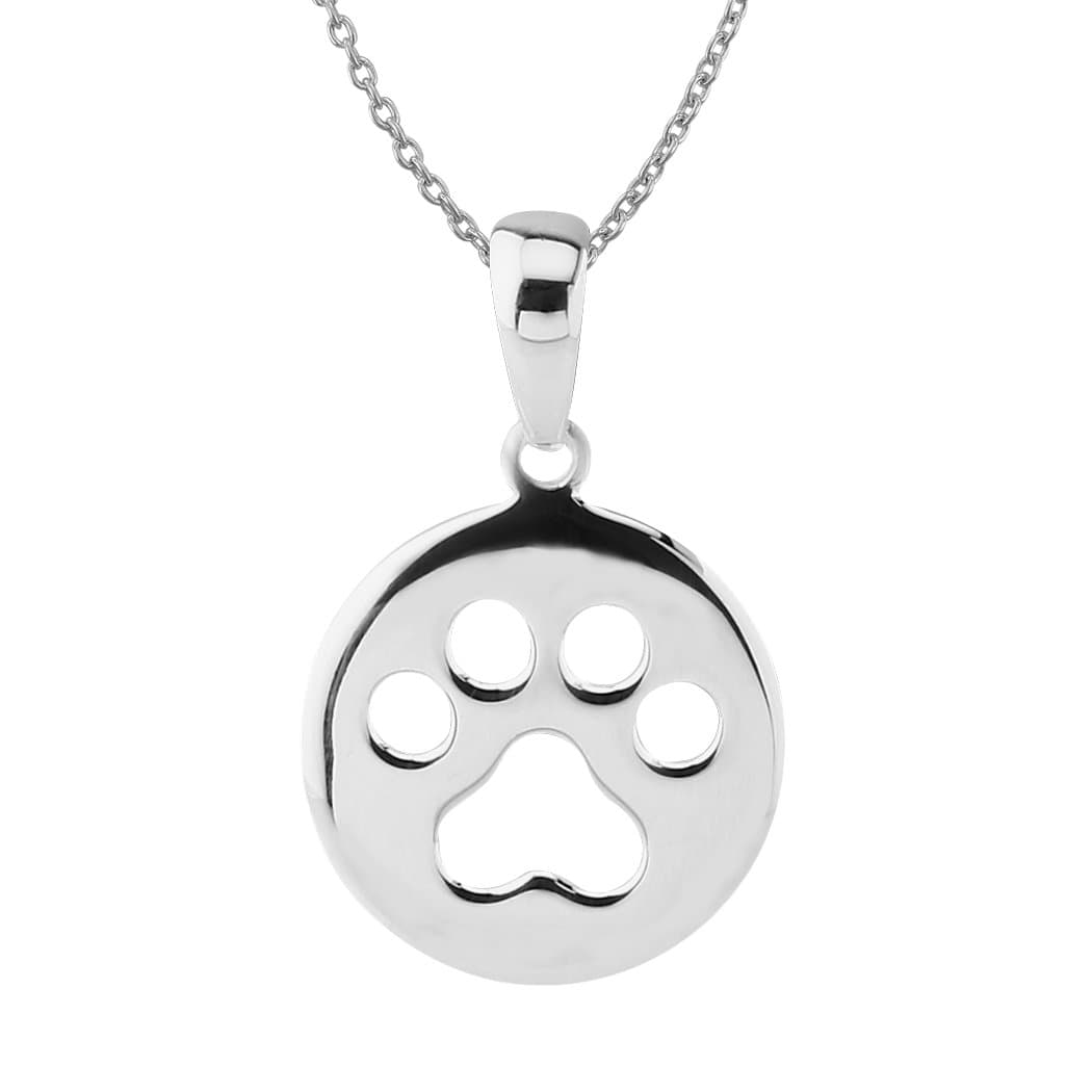 925 Sterling Silver Dog Paw Print Pendant Necklace, Cute Sterling Silver Chain Necklace for Women