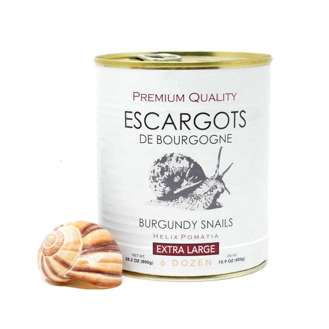 Escargots - 72 Pieces of Organic Helix Burgundy Snails - "Land Lobster" 1.76 lbs (800 Grams)