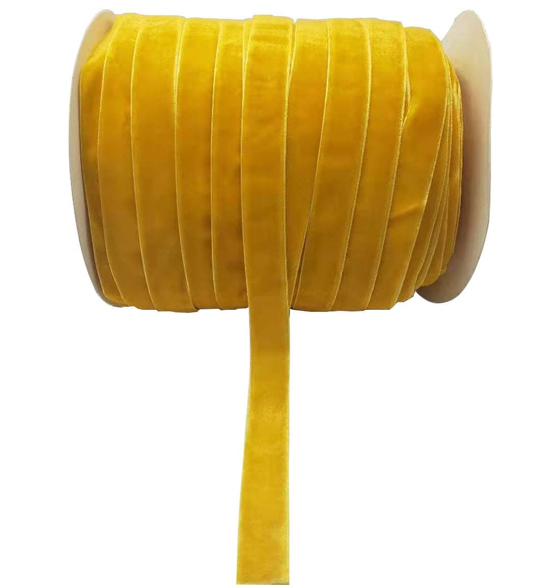 10 Yards Velvet Ribbon Spool (Yellow, 5/8")