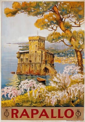 TV70 Vintage 1920's Rapallo Genoa Italy Italian Travel Poster Re-Print - A3 (432 x 305mm) 16.5" x 11.7"