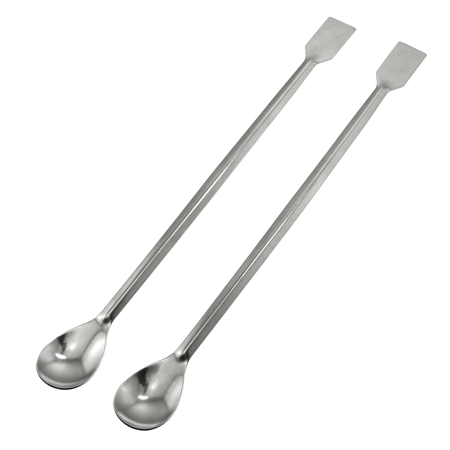 Maxmoral2PCS Extended 30cm/11.8 inch Sampling Spoon, Lab Spatula, 2 in 1 Stainless Steel Lab Spoon Spatula/Laboratory Sampling Spoon Mixing Spatula, Reagent Sampling Spoon Spatula Tool
