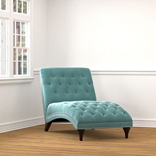 Portfolio Palermo Turquoise Blue Velvet Snuggler Chaise
