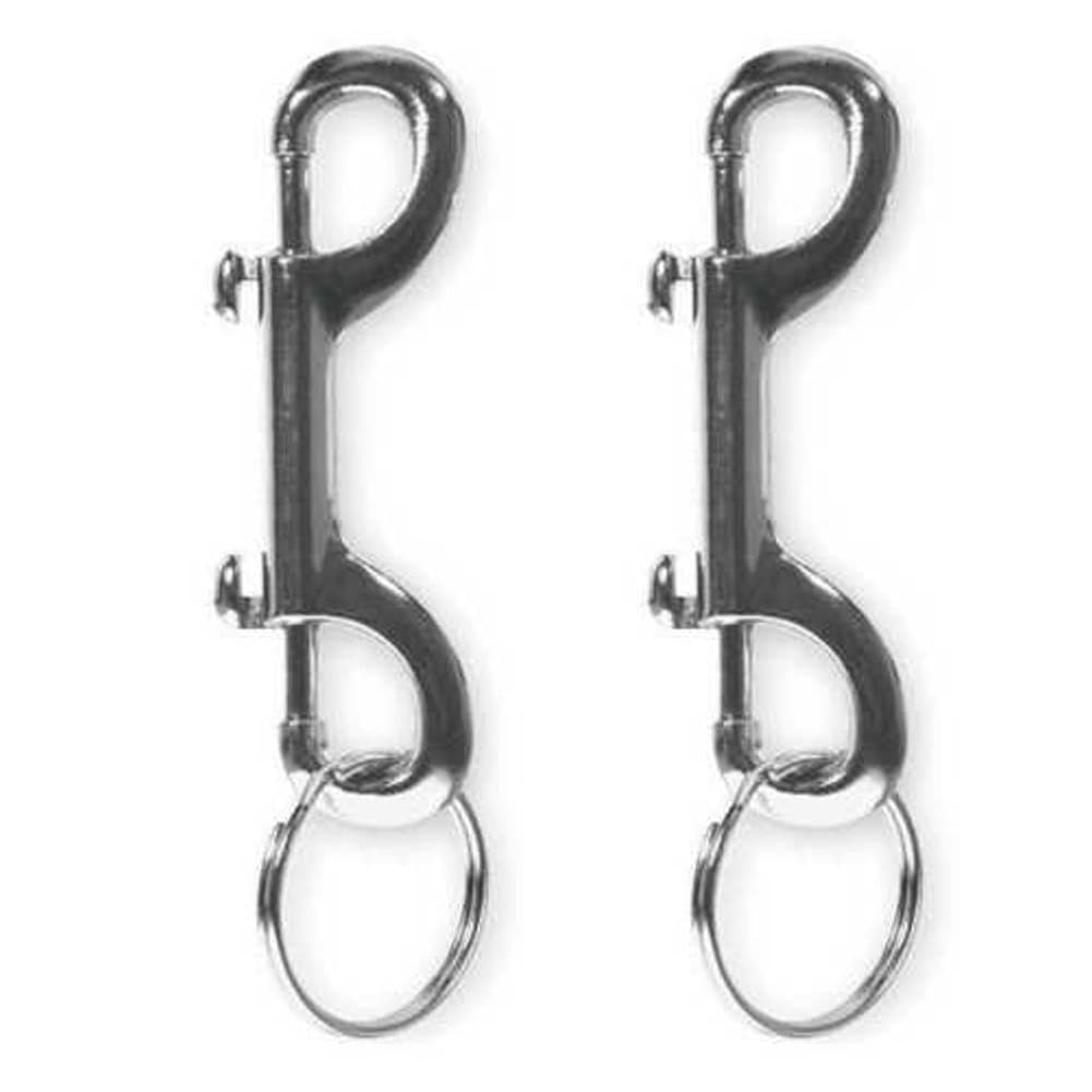 Snap-on Double Hooks Bolt Snap, Key Holder with 1.25" Split Ring (Pack of 2)
