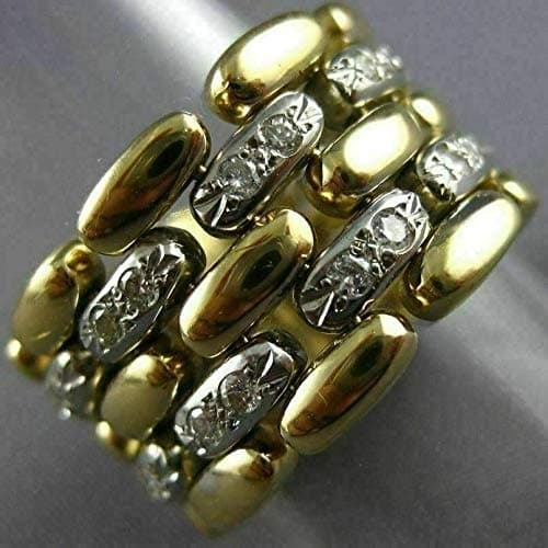 ESTATE .30CT DIAMOND 18KT WHITE & YELLOW GOLD FLEXIBLE PANTHER LINK RING #26477