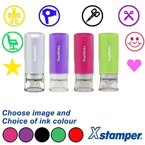 Hairdresser's Loyalty Card Stamp - Choice of Image & Colour. Self-inking, Quality Xstamper, Capless & Re-inkable. 5 Ink Colour Choices. (Red Ink)