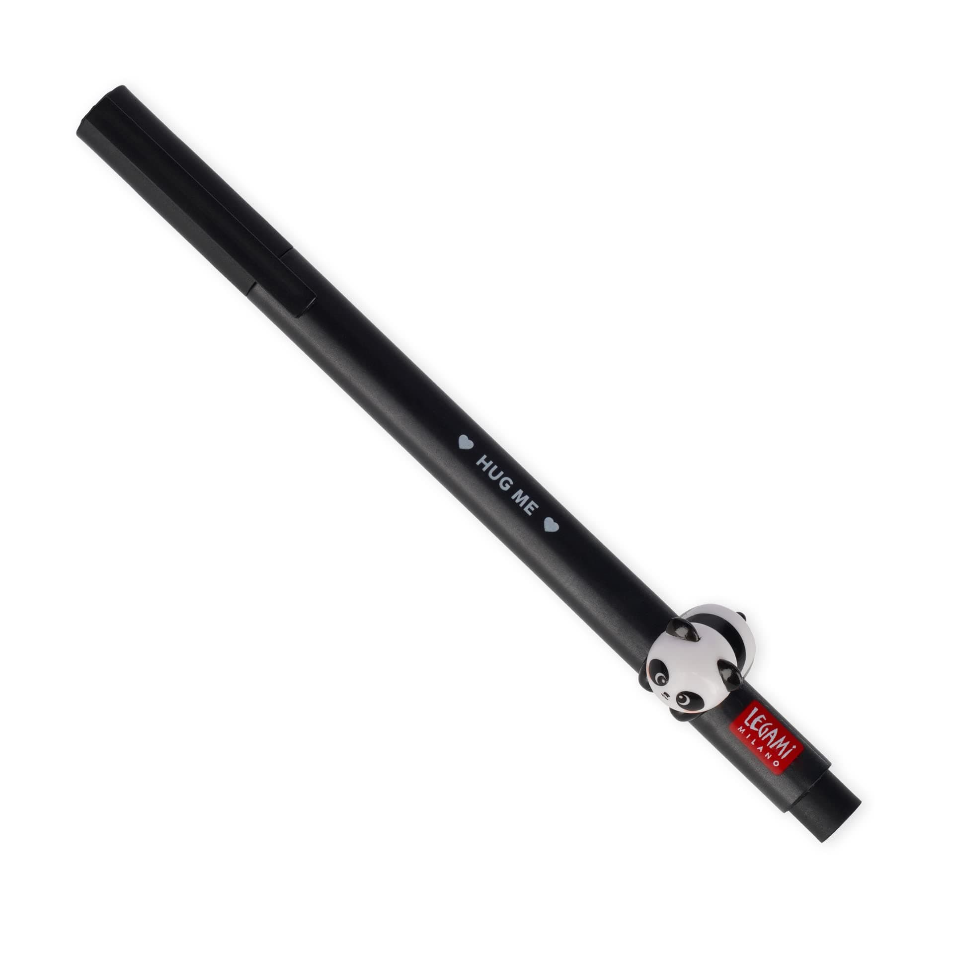 Legami - Gel Pen with Decorative Animal, Prevent Rolling, Black Ink, Removable and Recombinable Animal, 0.5 mm Tip, Panda Theme, 1 Unit (Pack of 1)