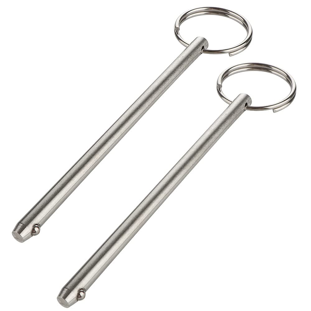 2 Pack Long Quick Release Pin, Diameter 1/4"(6.3mm), Overall Length 4-3/4"(120mm), Usable Length 4.13"(105mm), Full 316 Stainless Steel, Bimini Top Pin, Marine Hardware