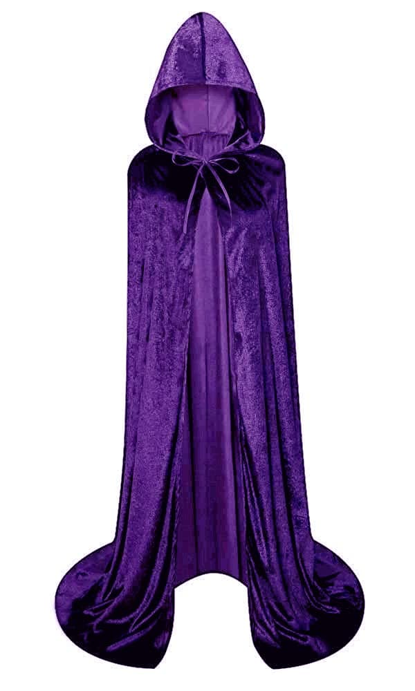LHJUnisex Full Length Hooded Robe Cloak Long Velvet Cape Cosplay Costume