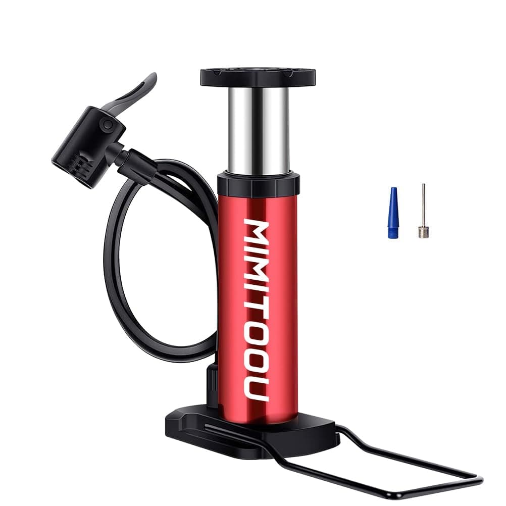 Bike Pump, Mini Bicycle Pump Portable Bike Floor Pump with Presta and Schrader Valves Aluminum Alloy Floor Bicycle Air Pump Compact Mini Bike Tire Pump, Extra Valve and Gas Needle for All Bike