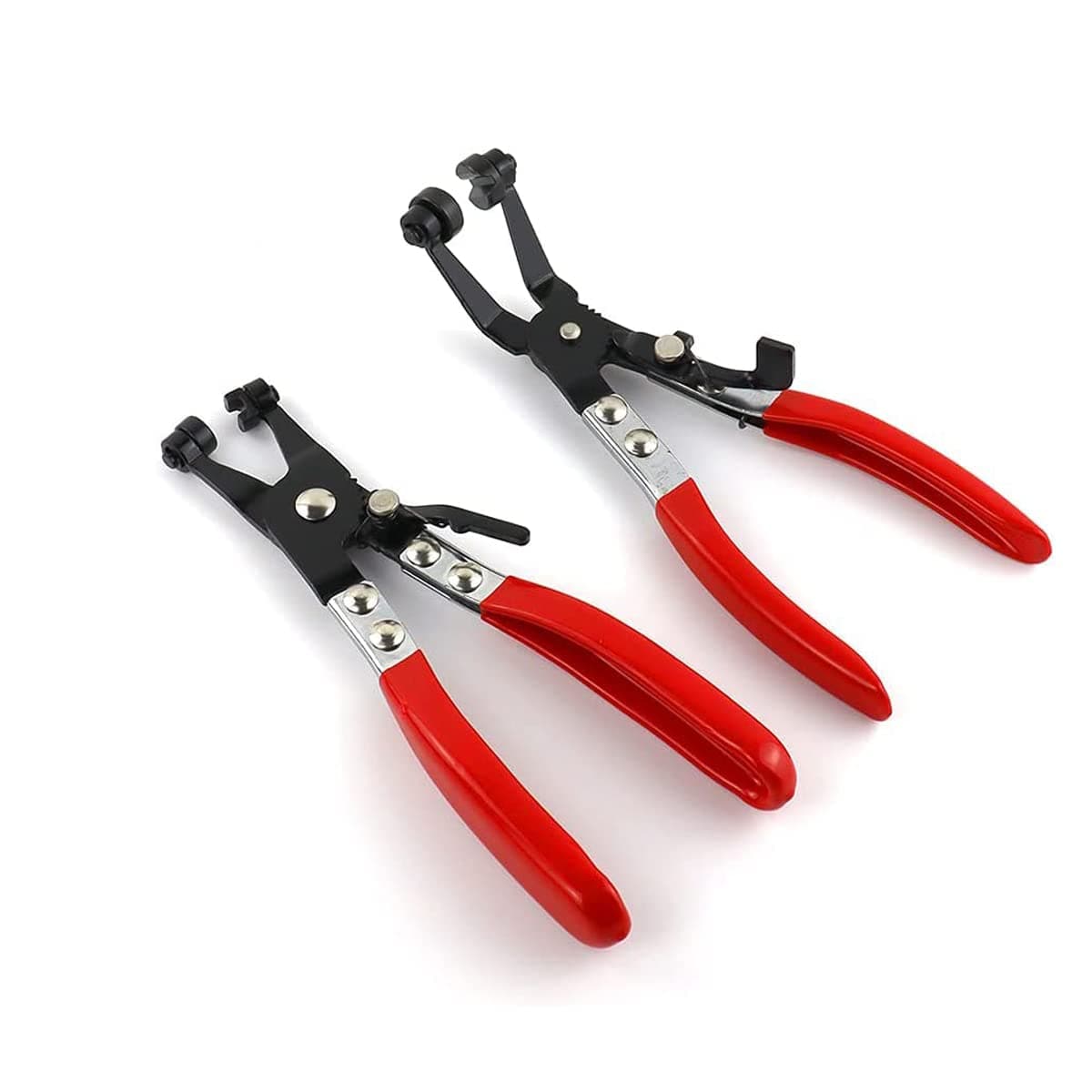 2PCS Hose Clamp Pliers, Angled and Flat Band Hose Clamp Pliers, Angled Jaws Allow for Access to Clamps in Hidden or Hard to Reach Areas, Flat Band Hose(Red, 8-1/2In)