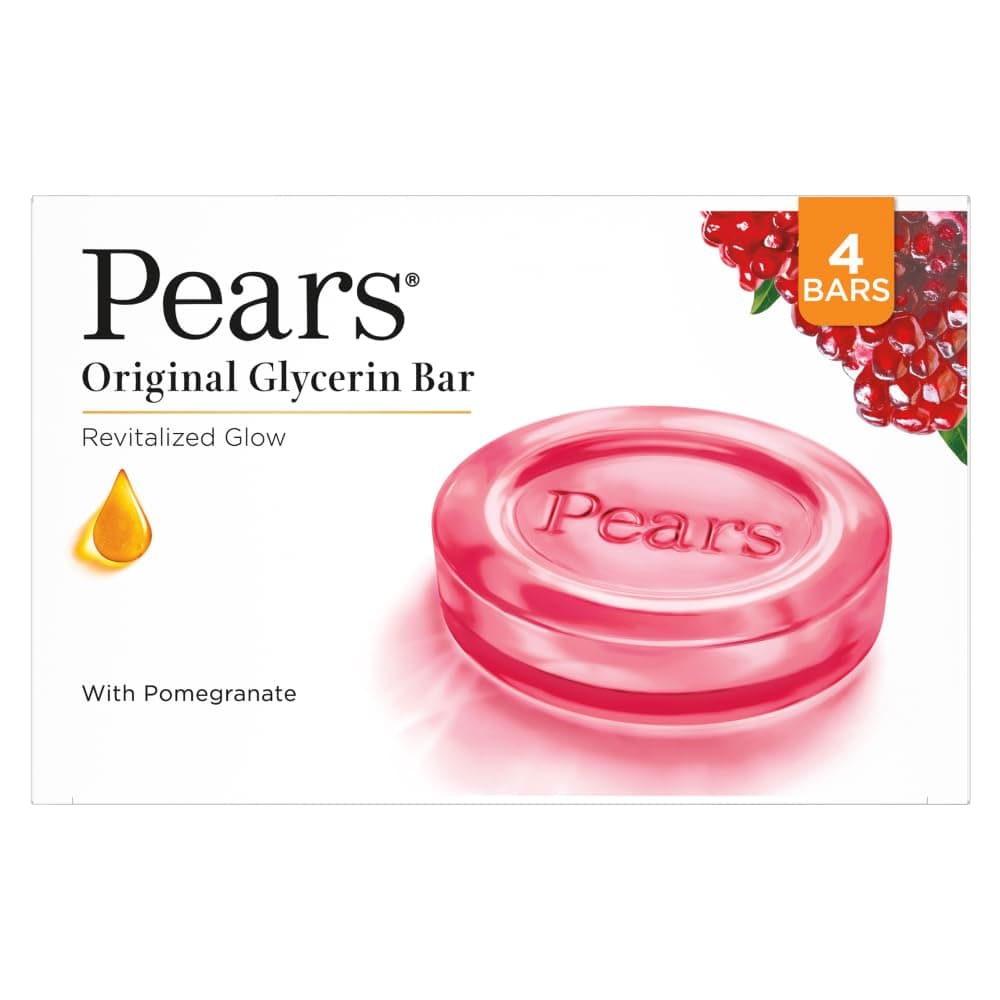Original Glycerin Soap Bar - Revitalized Glow | With 98% Pure Glycerin & Pomegranate | With Plant Based Cleanser for Skin & Body | Paraben-free | 125gms x 4