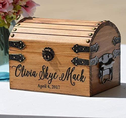 New Baby Gift Box Infant Keepsake Box Small Memory Trunk Boho Shower Gift for Mom Ideas Custom Engraved Treasure Chest for Newborn