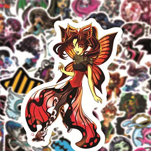 TaDadaPAO Monster High Stickers Pack, 50Pcs Anime Vinyl Waterproof Stickers for Water Bottle, Laptop, Phone, Skateboard, Car Decals Gifts for Kids Teens Adults for Party Supplies Decor (Monster High)