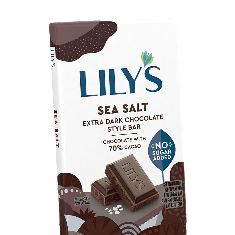 Sea Salt Extra Dark Chocolate Style No Sugar Added, Sweets Bars, 2.8 oz (12 Count)