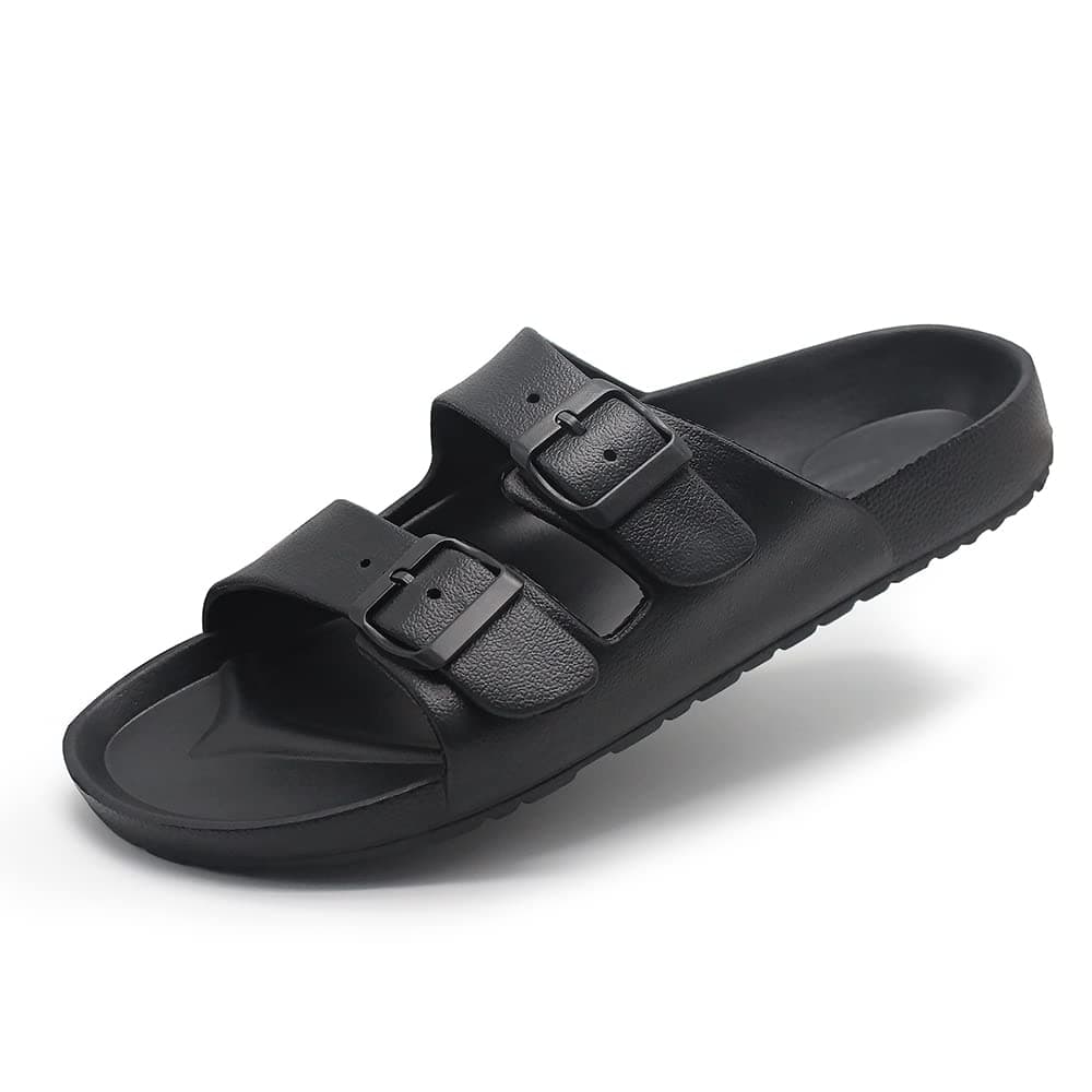 - Men’s Lightweight Comfort Slides Double Buckle Slip-on Adjustable EVA Orthopedic Flat Sandals