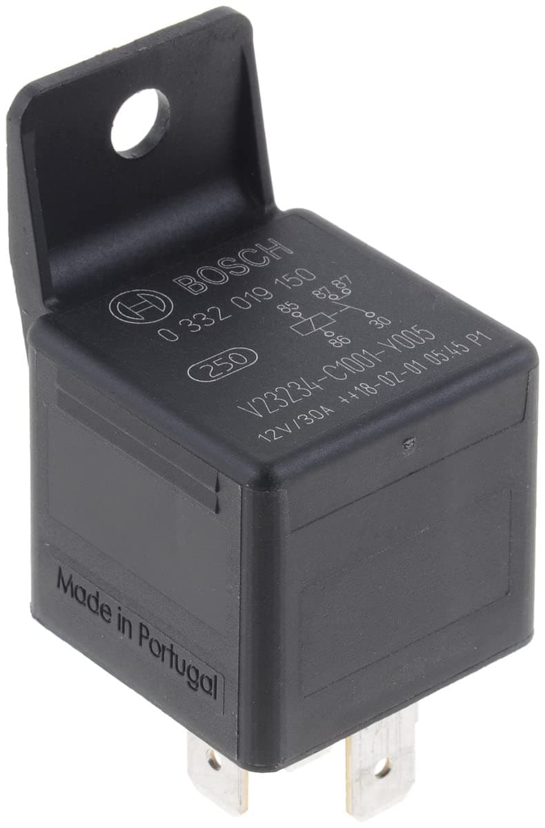 Bosch 0332019150 Mini Relay 12V 30A 2x87 IP5K4 Operating Temperature -40°C to 100°C 5-Pin Relay with Relay Bracket