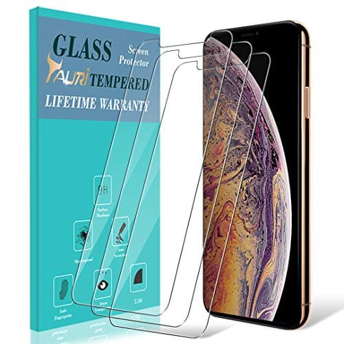 TAURI [3-Pack] Screen Protector for iPhone Xs Max（6.5''）, Easy Install [Bubble Free] Tempered Glass Screen Protector, Lifetime Replacement Warranty