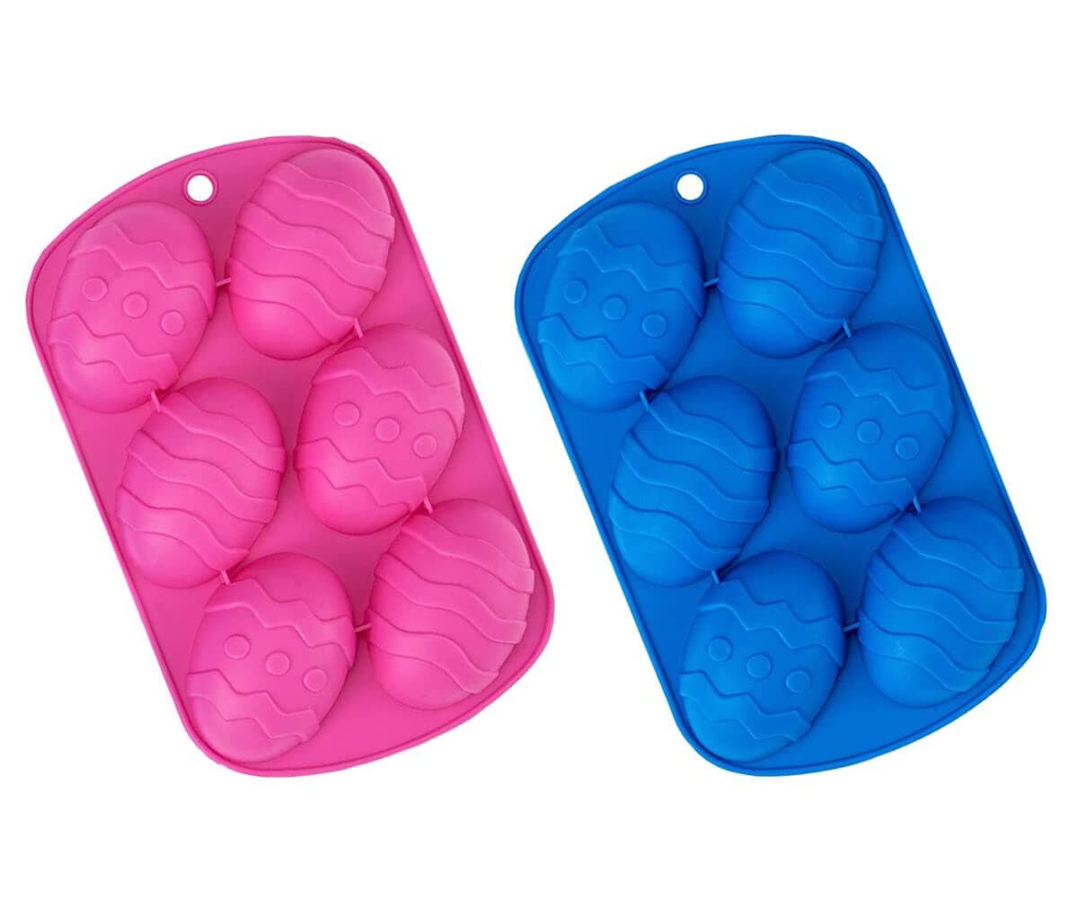 2 Pack Easter Egg Shape Silicone Treat Mold, Easter Silicone Mold for Chocolate, Candy, Baking Muffin, Cupcake, Jello, Soap, Bath Bomb, Ice Cube