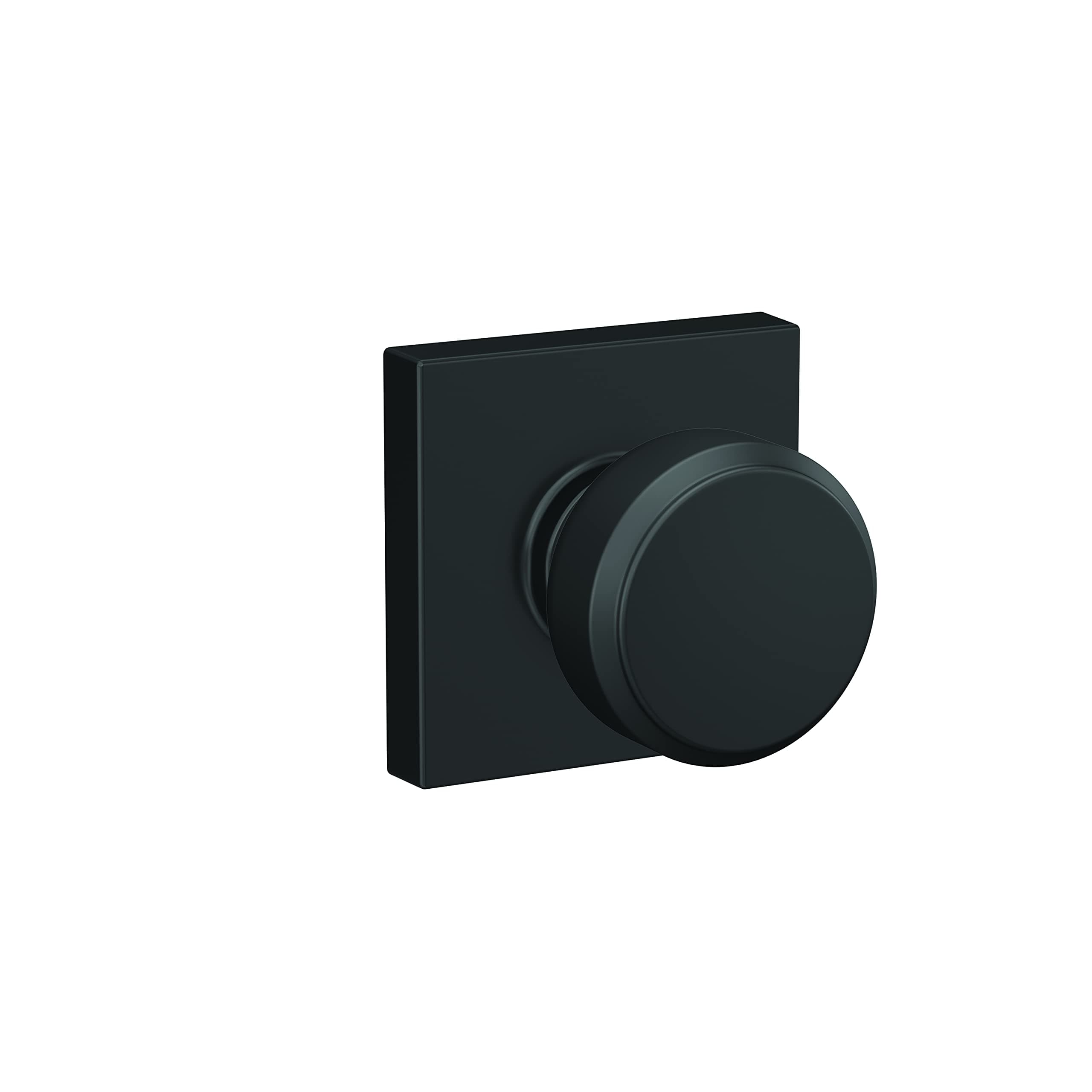 Schlage F10 BWE 622 COL Bowery Knob with Collins Trim Hall & Closet Passage Door Lock, Matte Black