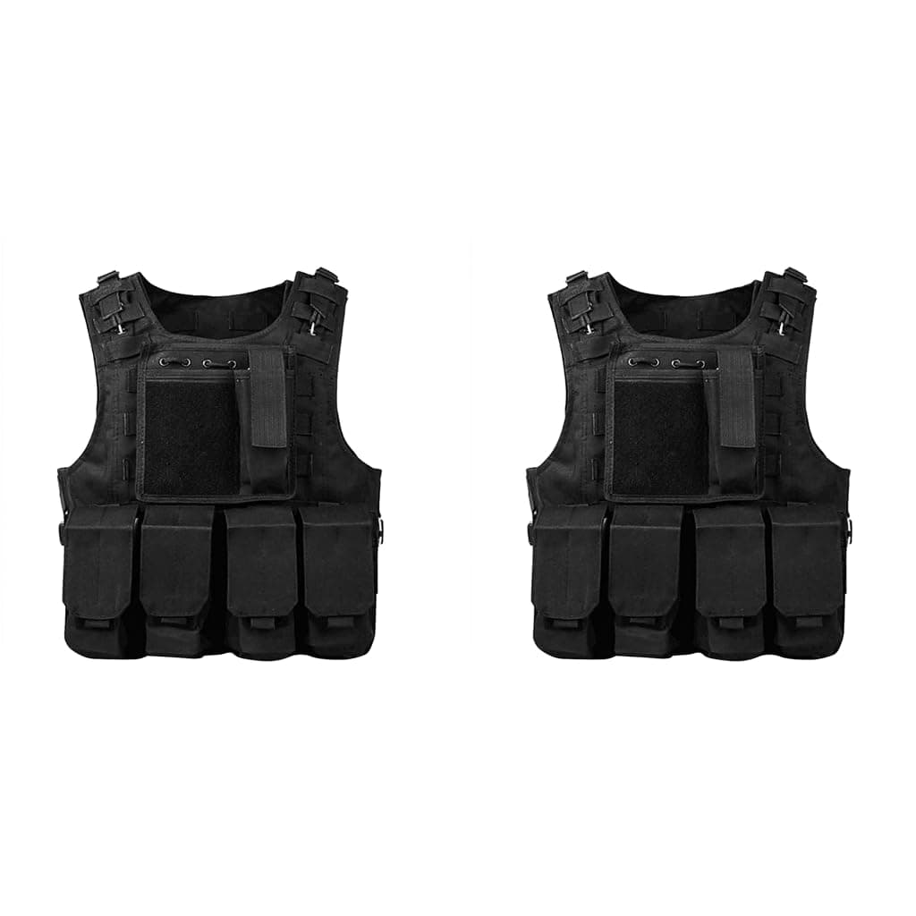 Optifit® Tactical Vest Military Officer for Men and Women Multi Pockets Modularity Lightweight Outdoor Multifunction 4 Pouches and One Walkie Talkie Pouch 2 PCS