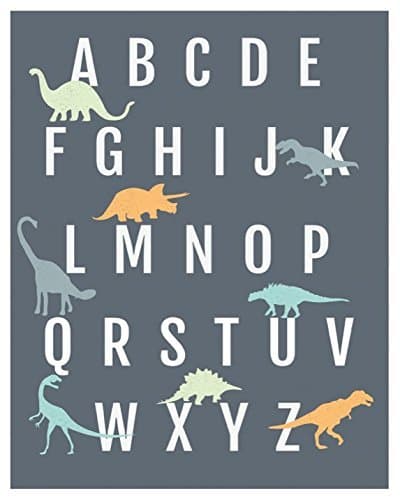 Dinosaur Alphabet Wall Art Print 24x36 Inch Print, Nursery Decor, ABC Poster, Kid's Room Decor, Gender Neutral Nursery Decor, Baby Room Decor, Playroom Decor, Children Wall Art, Dinosaur Nursery