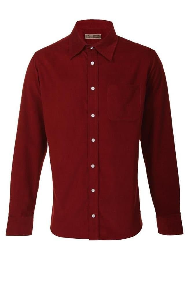 Alexanders of London Ed Baxter Fine Corduroy Long Sleeve Shirt Red Berry - Size S