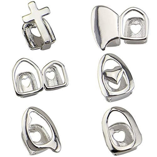 6PC 18K Plated Gold Grillz Mouth Top Tooth Single Grill Cap for Teeth Party Accessories
