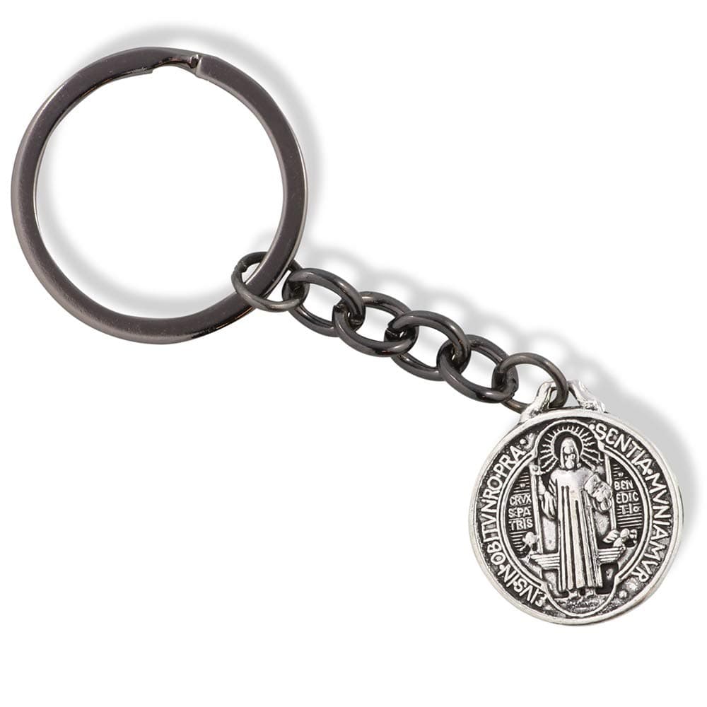 Dave The Bunny San Benito Keychain - St Benedict Medal Religious Jewelry Protection from Evil Unisex Adults Silver