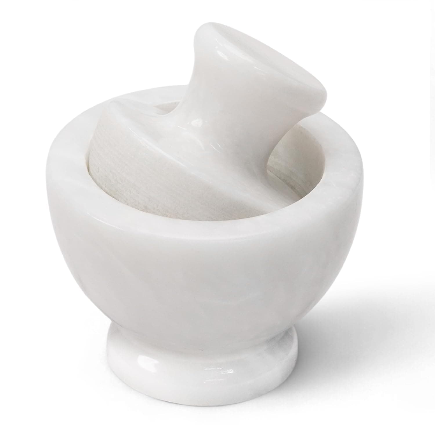 MARBLOUS KRAFTS 3.5” White Marble Mortar and Pestle Set – Stone Spice, Garlic & Herb Crusher Grinder for Kitchen, Ideal for Fresh Masala Grinding During Ramadan Iftar Cooking