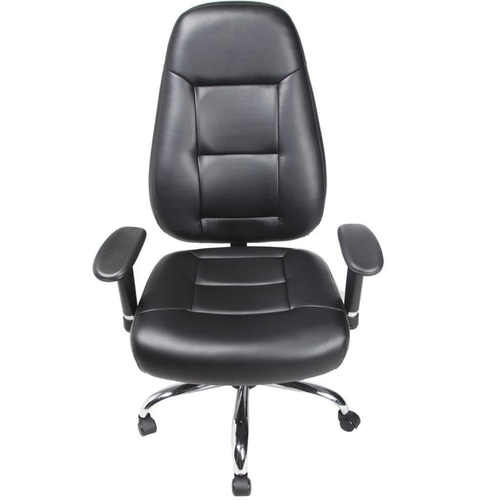 Clearance! Work4U-LC-ZY005 High Back Support Ergonomic Full Function Luxury Leather Office Chair, Executive Office Chair, Real Leather Seat and Back, Aluminum Base, Black