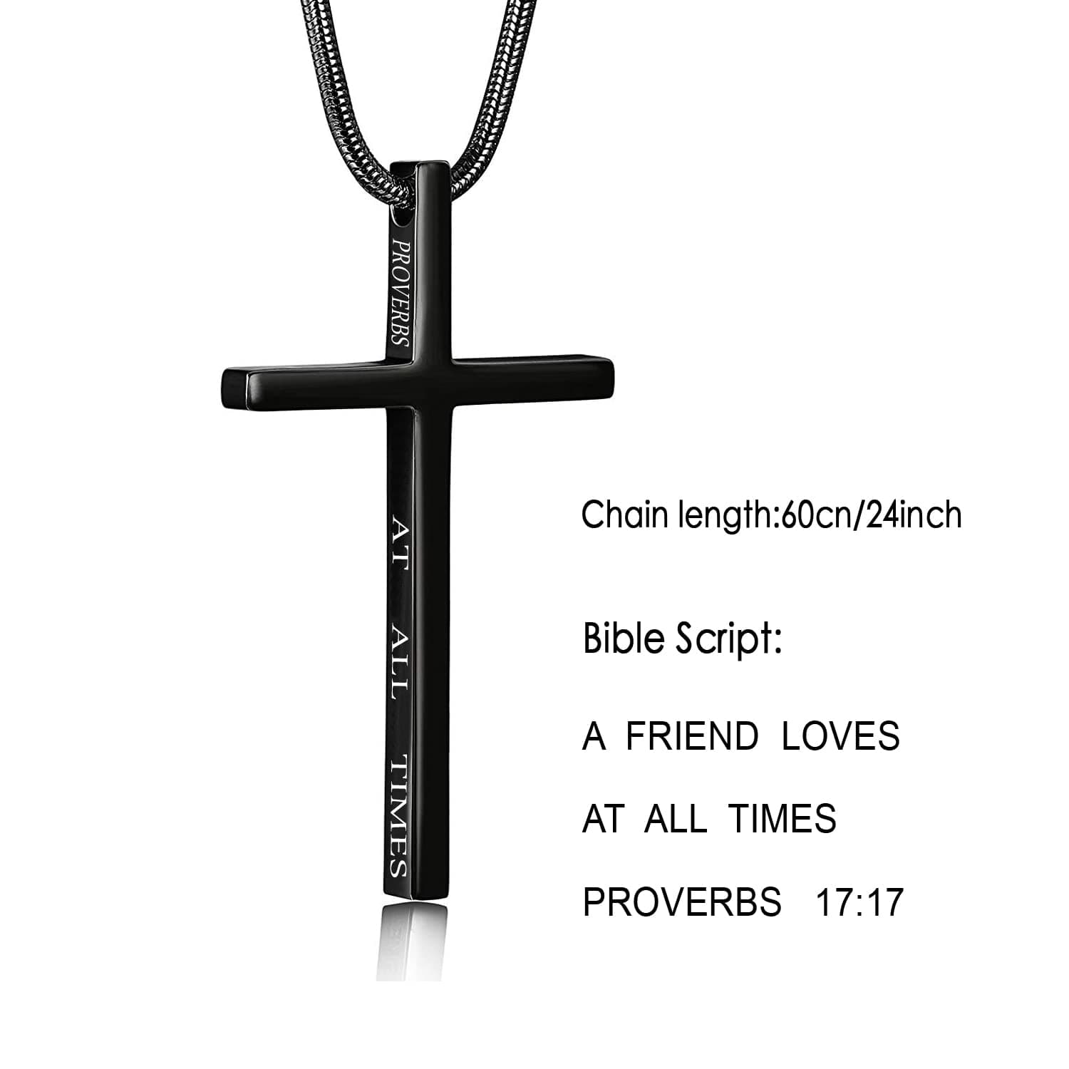 XOYOYZU Cross Necklace for Men Christmas Gift Cross Pendant Strength Bible Verse Stainless Steel Necklaces