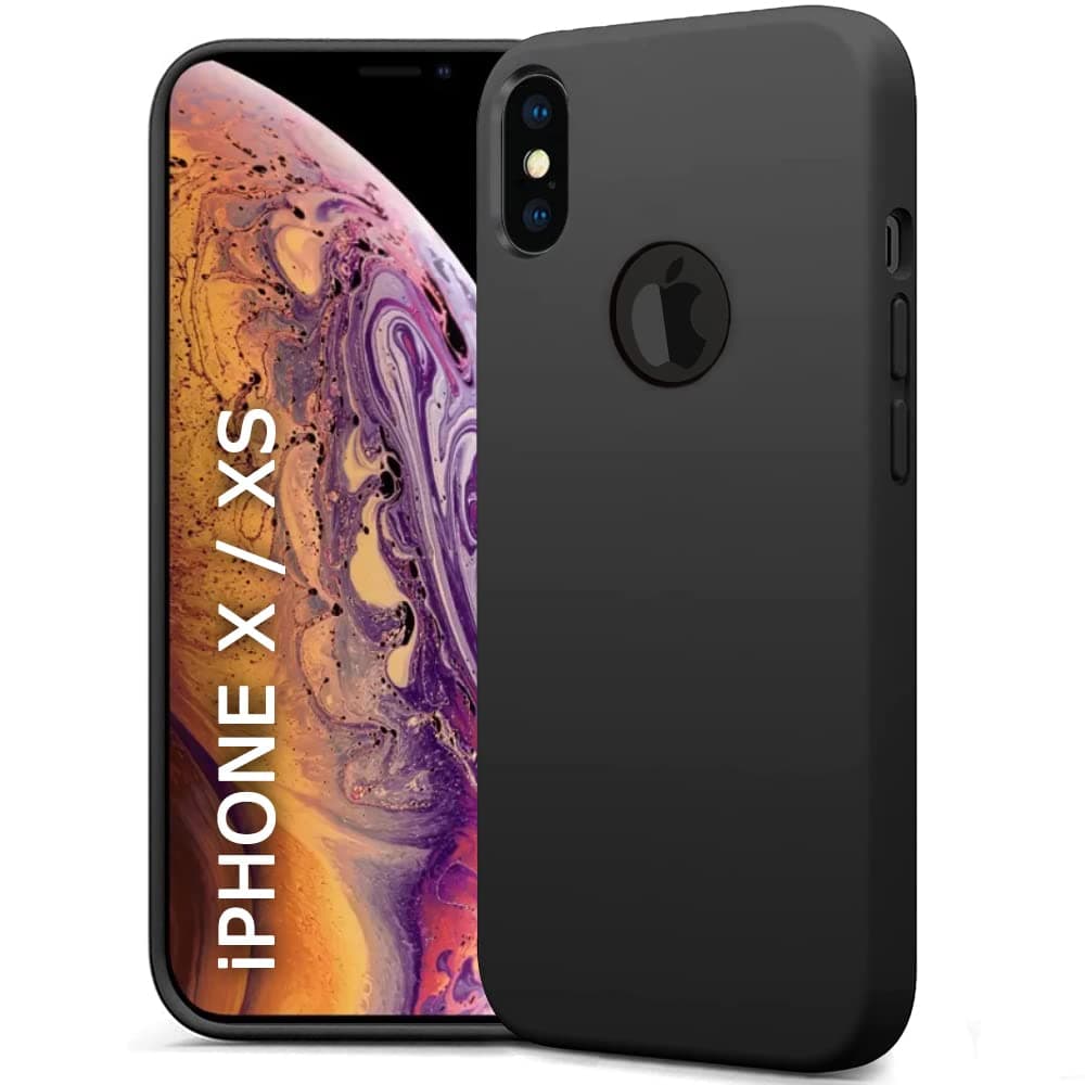 TheGiftKart Liquid Silicone Back Cover Case for iPhone X/XS | Soft Micro-Fibre Lining Inside | Camera & Screen Protection | Shockproof Back Cover Case for iPhone X/XS (Silicone, Black)