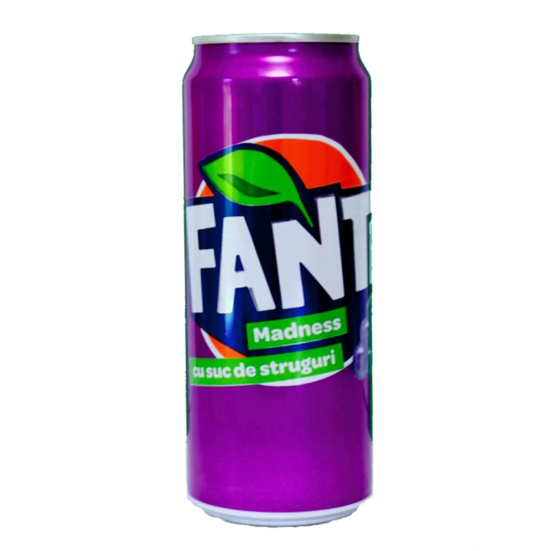 Grape Lemonade, FANTA, country of origin Romania, can 330ml. - FANTA Uva, 330ml