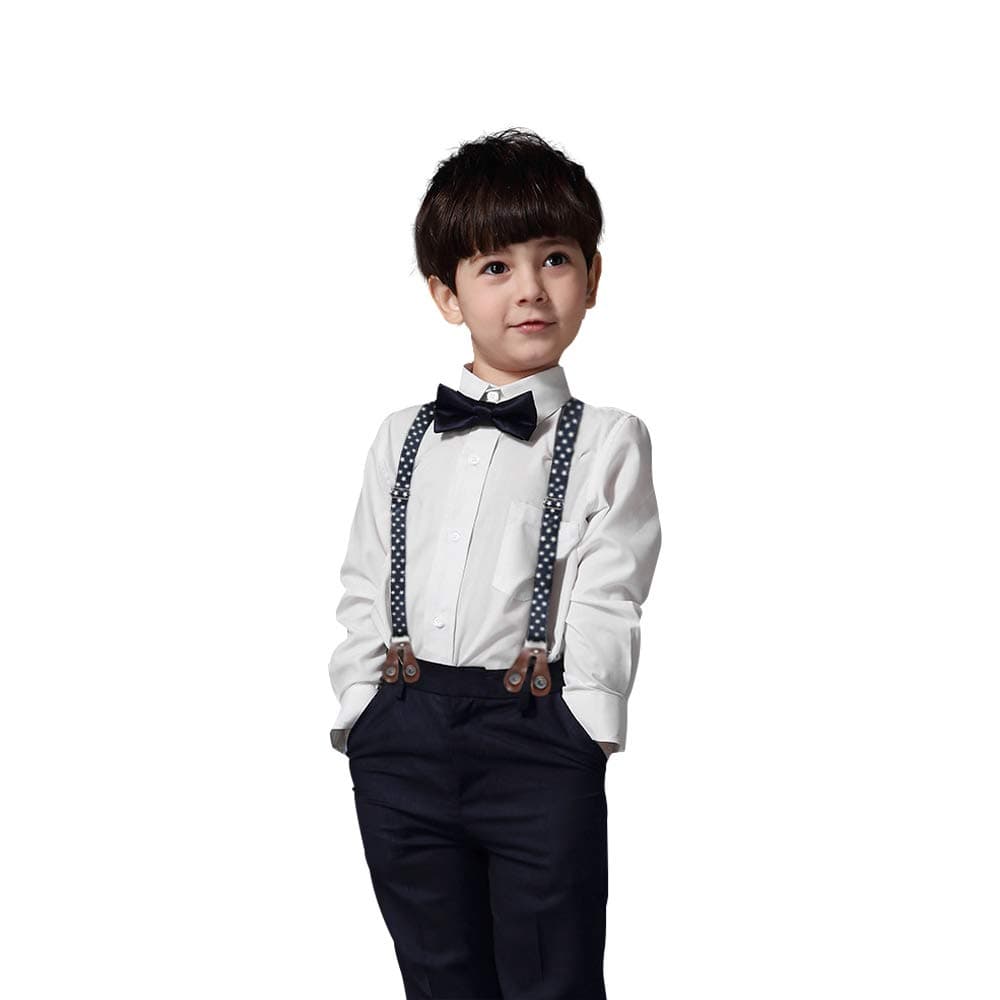 Newborn Baby Boy Clothes Set Bowtie Shirt Suspender Pants 4 Pieces Gentleman Outfit Suit Set