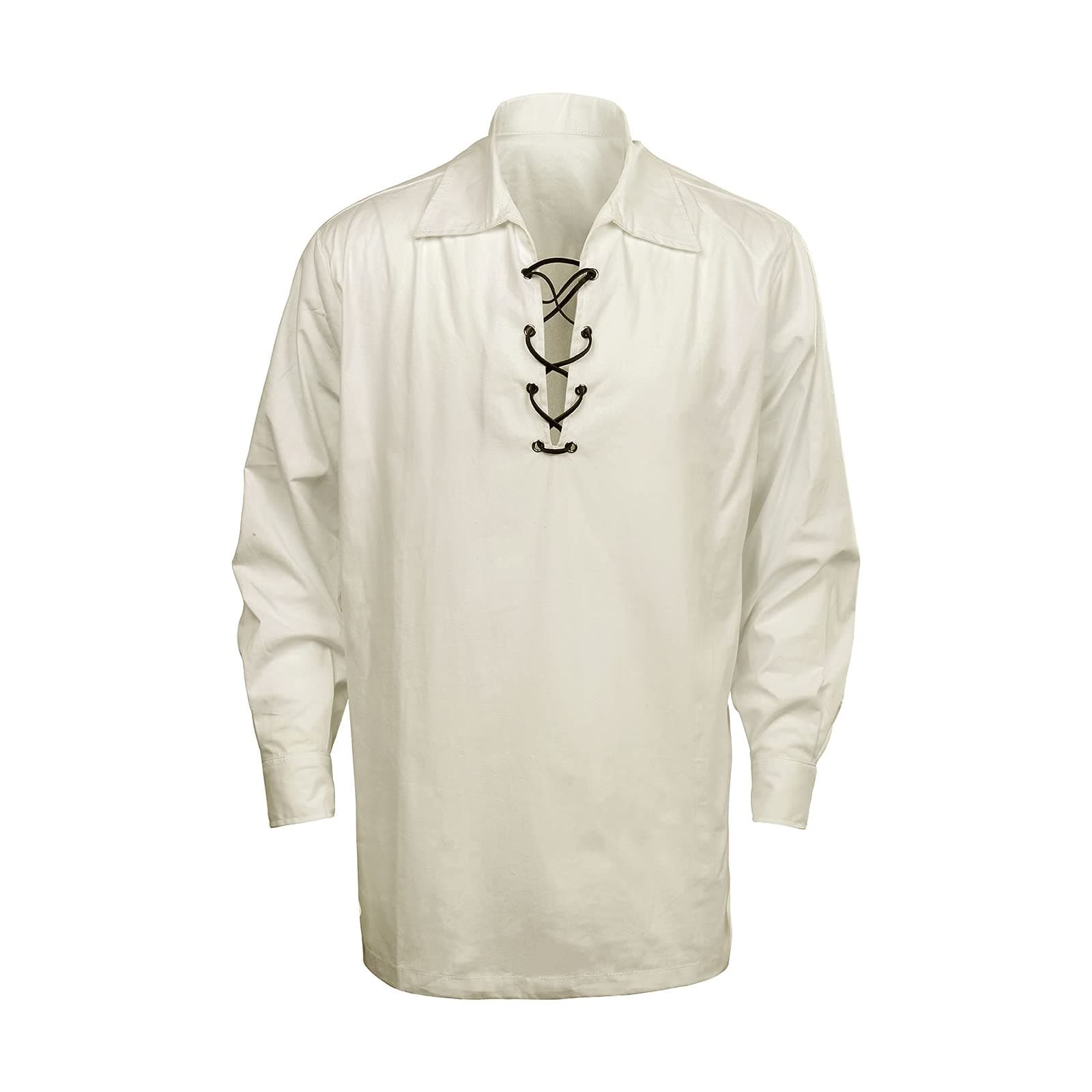 Men’s Scottish Jacobite Ghillie Kilt Highland Shirt Long Sleeve Lace Up Medieval Renaissance Pirate Costume