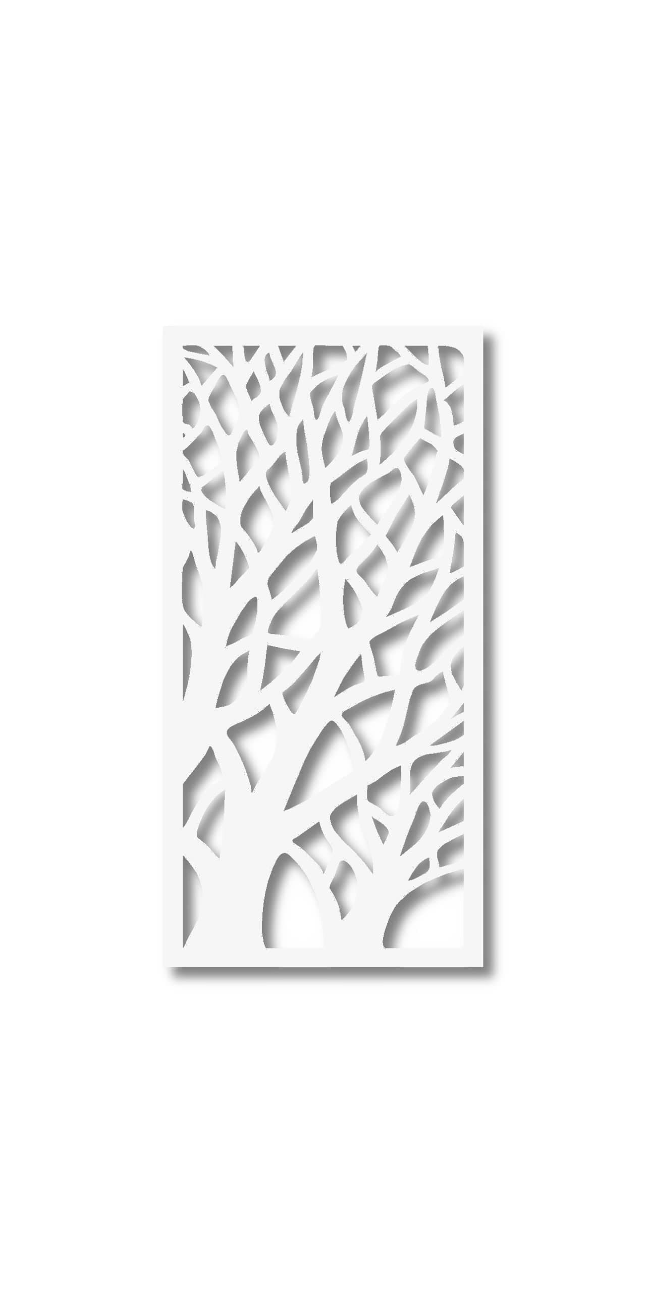 Tree Branches Decorative Wall Panel - PVC Board with Private Screen Fence Design, 48" L x 24" W x 3/8" Thick, White Color - Lightweight, Durable, Easy to Install for Home Renovation & Wall Décor