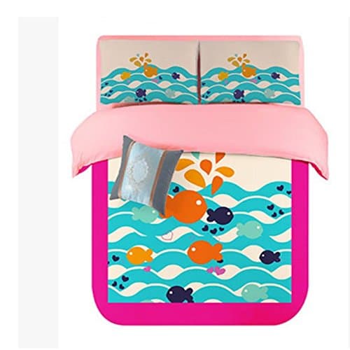 Lt Twin Full Queen Size 4-pieces Orange Blue White Fish Ocean Soft Sanding Brushed for Kids Boys Girls Teens Character Cartoon Toddler Prints Fitted Sheet Sets (Mattress Cover) Ruffle Duvet Cover Set/bed Linens/bed Sheet Sets/bedclothes/bedding Sets/bed Sets/bed Covers/5-pieces Comforter Sets/bed in a Bag (Twin, 4pcs without comforter)