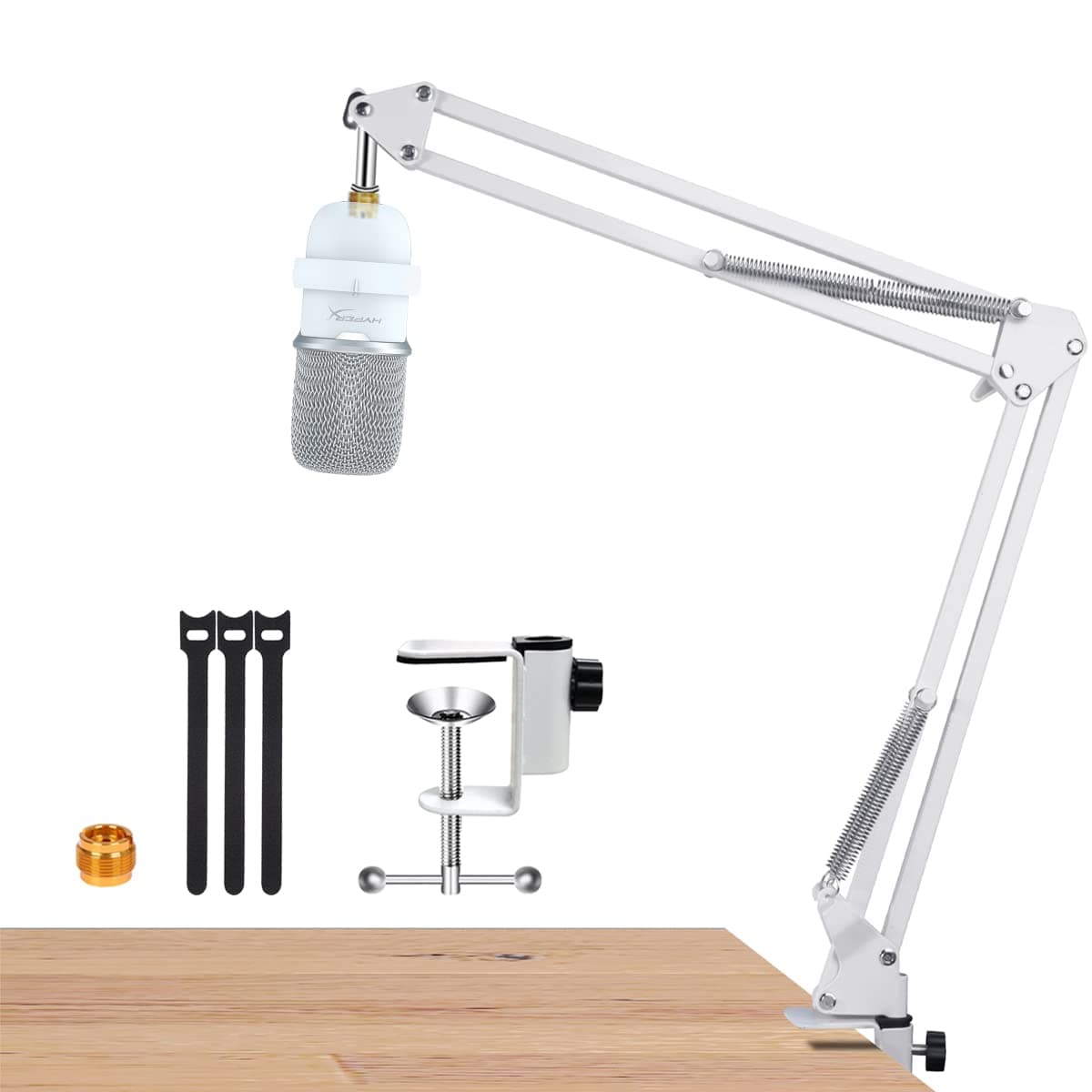 For Hyperx Solocast Microphone White Boom Arm, White Mic Desk Stand Compatible with Hyperx Solocast, White Mic Boom Arm for Gaming, Home and Office Recording