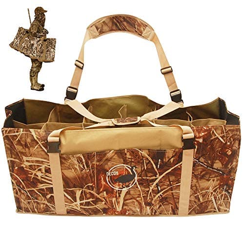 DecoyPro 12 Slot Duck Decoy Bag - Hunting Equipment to Protect Duck Decoys - Padded & Adjustable Shoulder Strap - Duck Hunting Accessories with Water & Dirt Drain System