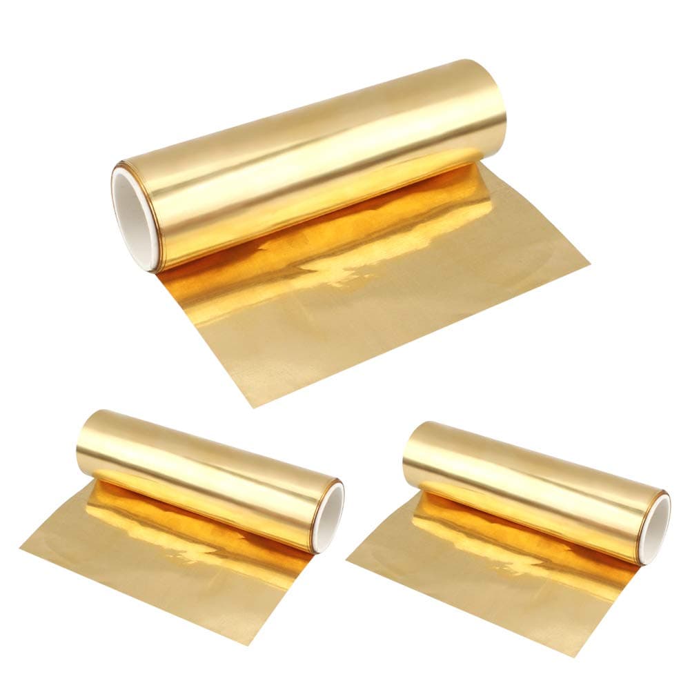3 Rolls Brass Sheet Roll, 0.02mm Metal Foil Plate Brass Metal Thin Sheet for Metalworking DIY, 1000mm x 100mm x 0.02mm