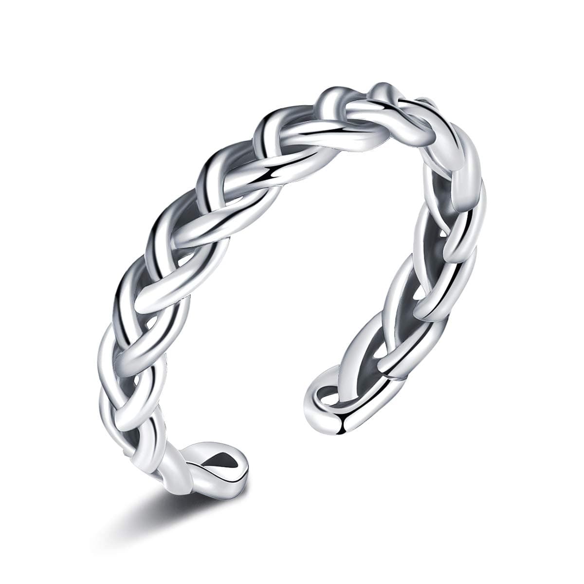 Mei Show Braided Celtic Love Knot 925 Sterling Silver Toe Knuckle Vintage Open Ring Adjustable for Women Girls