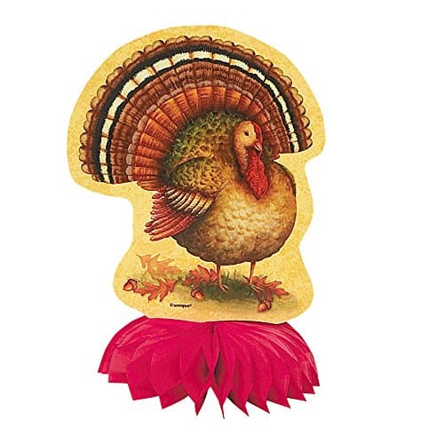 6" Mini Festive Turkey Thanksgiving Centerpiece Decorations, 4ct