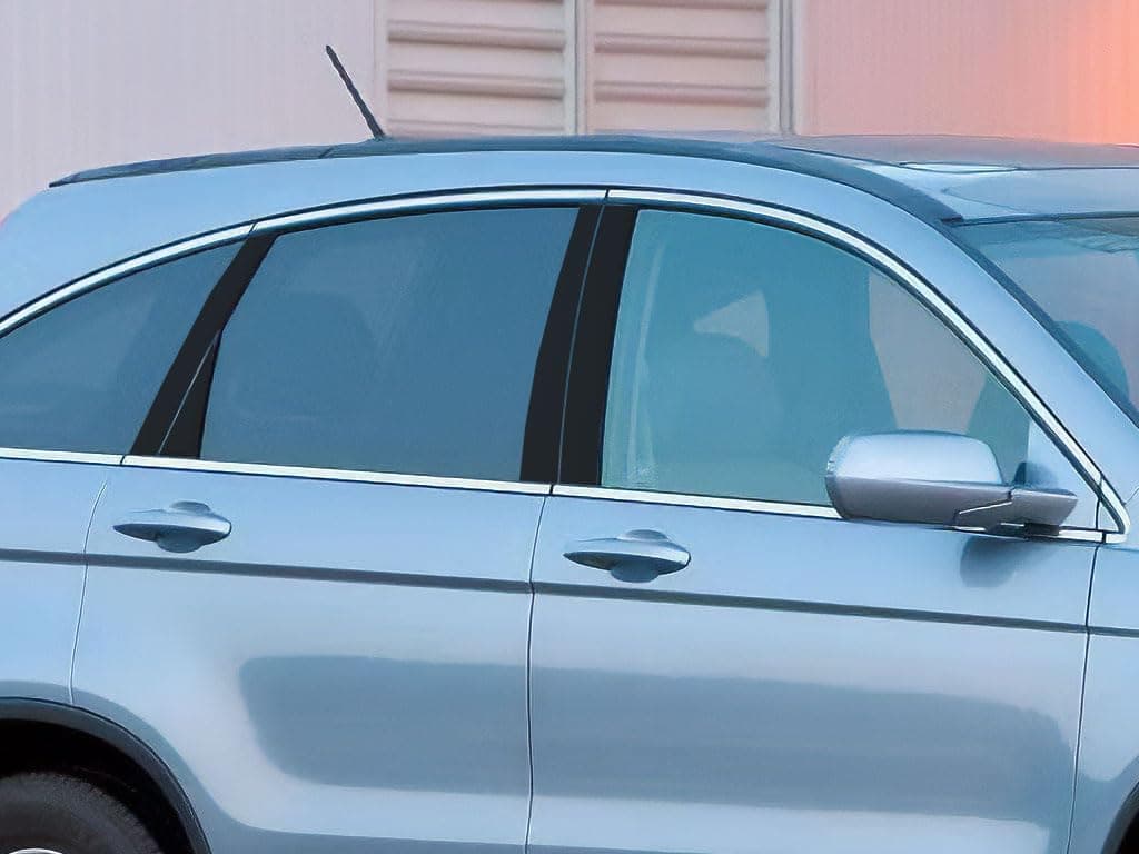 Rvinyl Pillar Post Pre Cut Window Trim Kits in Matte Black Compatible with Honda CR-V 2007-2011 - Adhesive Backs