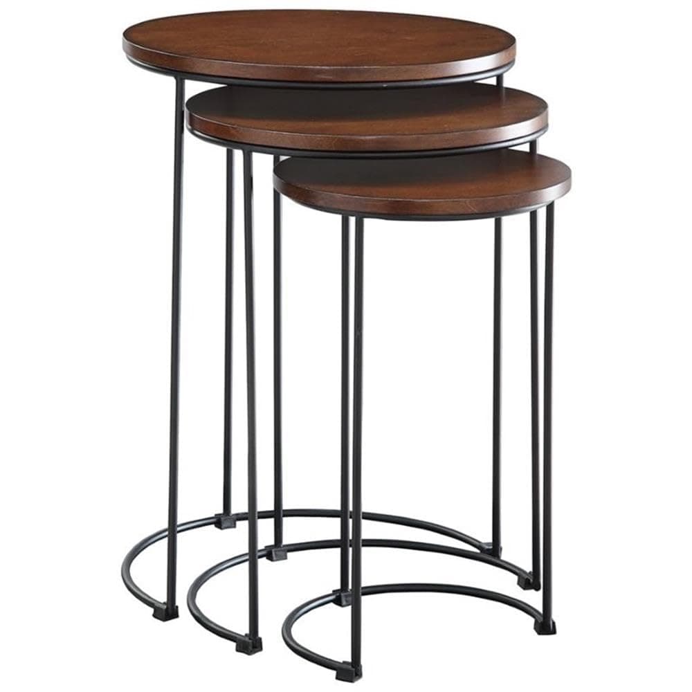 Evan 3 Piece Nesting End Table Set in Chestnut