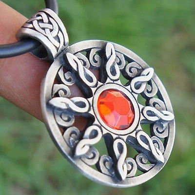 RED 8 pointed imitation gem Angel Star relic artifact pewter pendant Charm Amulet Necklace